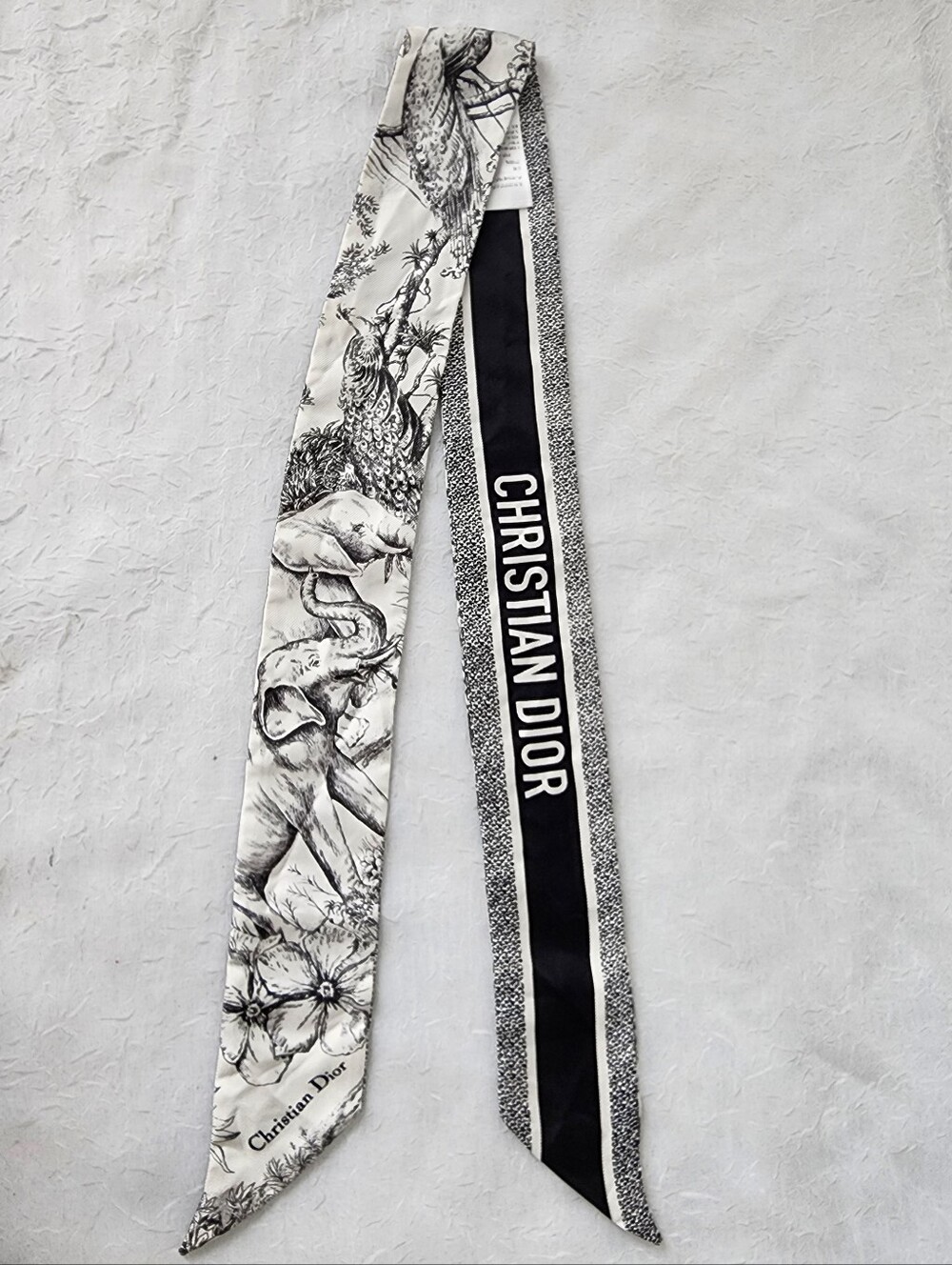Auth Dior Mitzah Jungle Toile Silk Twilly Scarf - Picture 2 of 10